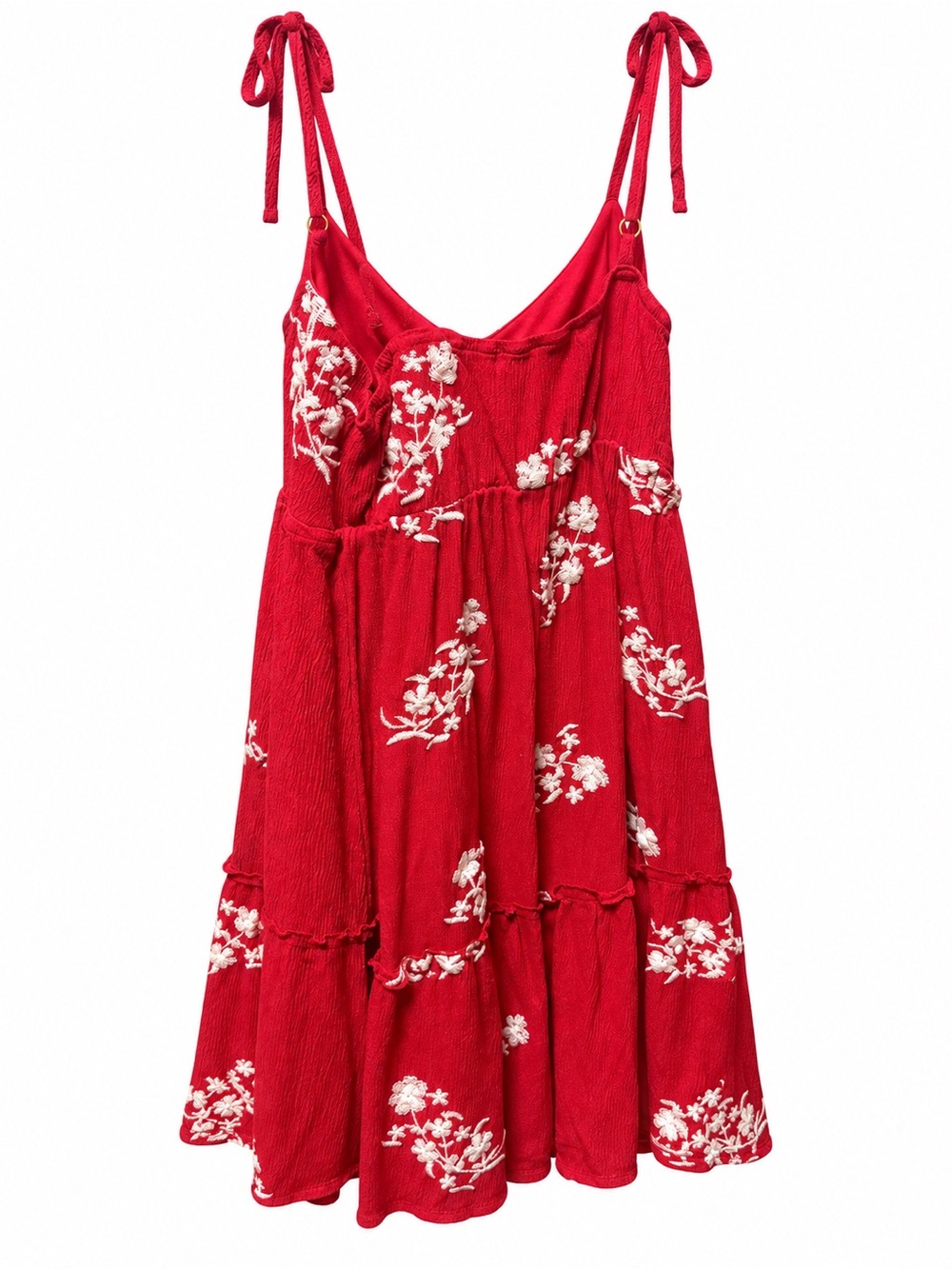 Red Floral Tie-Shoulder Dress
